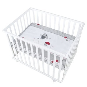 Roba Laufgitter Adam si Eule 75 x 100 cm - Laufstall cu protectie si roti, alb