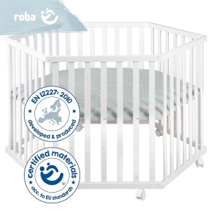 Roba Laufgitter Hexagonal cu Inlay Verde - 3 Niveluri de Inaltime - Mobil cu Roti - Alb - Img 2