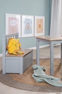 Roba Woody Kindertruhenbank Taupe Lemn Lacuit Spatiu Depozitare Sigur - Img 14