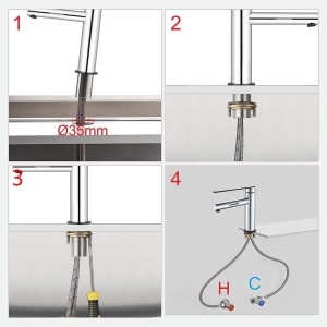 Robinet baie GRIFEMA DOVER-G11001B cu LED, design unitar, crom, functie economisire apa - Img 6