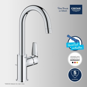 Robinet baie GROHE StartEdge 24201001, inaltime 31cm, crom, economisire apa - Img 3