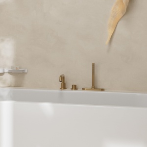 Robinet baie hansgrohe Tecturis S, 3 gauri, Brushed Bronze, cu maner si dus - Img 2