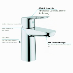 Robinet de baie GROHE BauLoop, fara sistem de scurgere, pentru incalzitoare de apa - Img 4