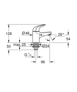 Robinet de baie GROHE Swift, crom, XS-Size, pentru chiuvete mici - Img 2