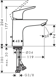 Robinet de baie hansgrohe Focus, 94 mm, economisire apa, crom - Img 6