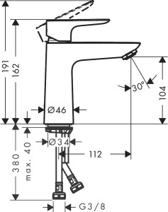 Robinet de baie hansgrohe Talis E, inaltime 110 mm, crom, cu sistem EcoSmart - Img 6