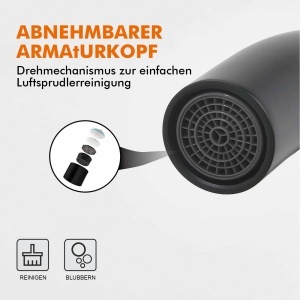 Robinet de bucatarie GRIFEMA G4008B, negru, din otel inoxidabil, cu sistem de economisire a apei - Img 6