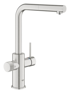 Robinet de bucatarie GROHE Blue Pure, inox, cu functie de filtrare si maner retractabil