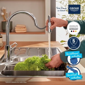 Robinet de bucatarie GROHE StartLoop, crom, cu dus retractabil, 360 rotire - Img 3