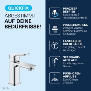Robinet pentru baie GROHE Dice, crom, 15 cm, cu tehnologie de economisire a apei - Img 4