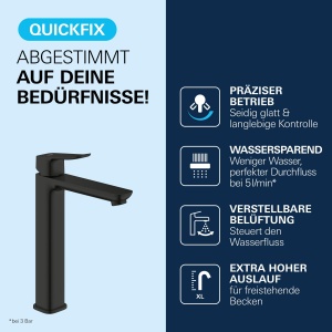 Robinet pentru chiuveta GROHE Dice, mattschwarz, 27cm, economisire apa - Img 4