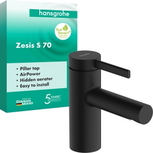 Robinet pentru chiuveta hansgrohe Zesis S, mattschwarz, EcoSmart, 74 mm
