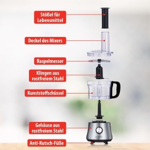 Robot de bucatarie Alpina 3-in-1, 1L, 500W, Argintiu - Img 3
