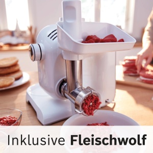 Robot de bucatarie Bosch Seria 4 MUM54251, bol 3,9 L, blender 1,25 L, masina de tocat carne, storcator de citrice, taietor de cubete, carlig de aluat, tel, tel, tocator continuu, 3 felii, 900 W, alb/argintiu - Img 7