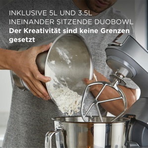 Robot de bucatarie Kenwood Titanium Chef Baker KVC85004SI cu cantar integrat incl set de patiserie din 3 piese bol de amestecare de 5 L si 35 L contro - Img 4