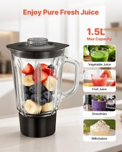 Robot de bucatarie multifunctional VEVOR 1300W bol inox 43L blender 15L 6 viteze - Img 5