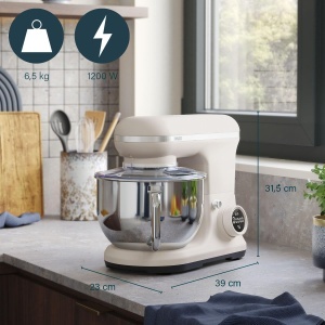 Robot de bucatarie Princess Nordic Digital, 5 litri, 1200 W, bej, 8 viteze - Img 2