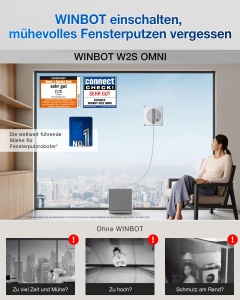 Robot de curatat geamuri ECOVACS WINBOT W2S, curatare eficienta, 3 duze, multifunctional - Img 2