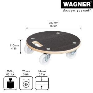 Rola de transport WAGNER MM 1108, 300 kg, 38 cm, cu maner - Img 2