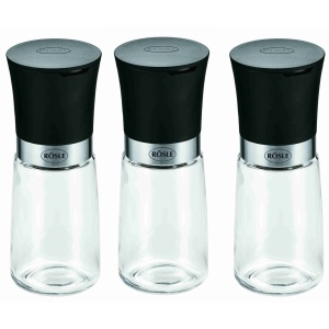 ROSLE Set de moara de condimente 3 bucati mori de sare si piper de inalta calitate cu rasnita ceramica pentru toate tipurile de condimente recipient d