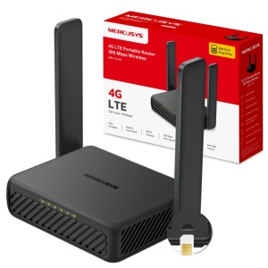 Router 4G LTE Mercusys MB113-4G, viteza 150 Mbits, porturi LAN 100 Mbps, portabil