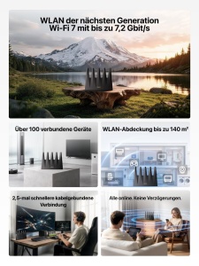 Router Wi-Fi 7 Tenda BE12 Pro - Dualband 7141 Mbits, Quad-Core, 5 Porturi - Img 3