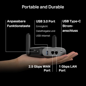 Router Wi-Fi 7 TP-Link TL-WR3602BE, Dual-Band, 2,5G WAN, Powerbank - Img 6