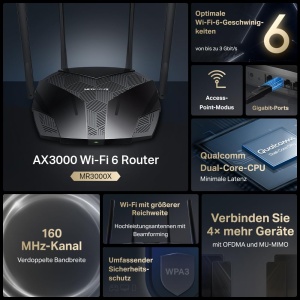 Router Wi-Fi Mercusys MR3000X, Dualband AX3000, 4 Porturi Gigabit, WPA3 - Img 2