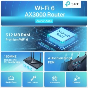 Router Wi-Fi TP-Link Archer AX55, 2402 Mbits, 4 porturi LAN, USB 3.0 - Img 3