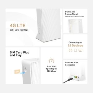 Router Wireless 4G MERCUSYS MB112-4G, 300Mbps, SIM Slot, Conexiune pentru 32 Dispozitive - Img 2
