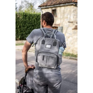 Rucsac multifunctional pentru schimbat scutece Beaba Wellington capacitate mare gri melanj - Img 2