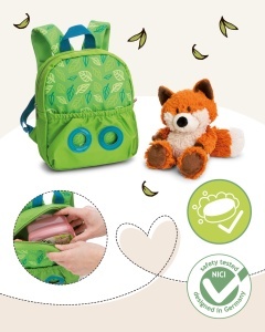 Rucsac pentru copii NICI cu fux de plus 21x26cm verde - Img 5