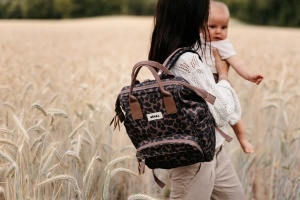 Rucsac pentru schimbat scutece BEABA Wellington, leopard, cu multe compartimente - Img 6