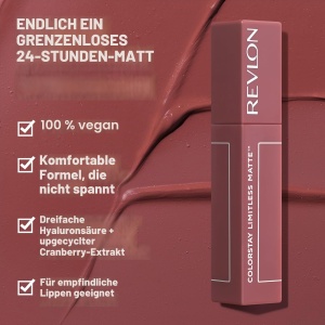 Ruj lichid mat Revlon ColorStay Limitless, 11 Fire Off, 100 vegan, ultra rezistent - Img 3