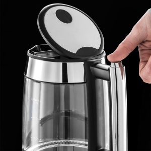 Russell Hobbs Boiler Glass Design [1.7l, 2200W] Elegance - Aplicatii din otel inoxidabil lustruit (iluminare LED albastra, filtru de var detasabil, indicator de nivel al apei) Ceainic 23830-70 - Img 3
