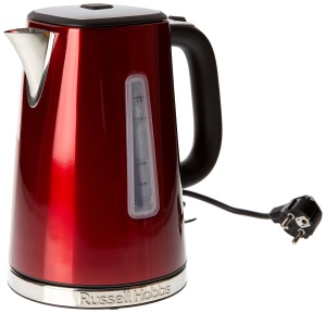 Russell Hobbs Kettle [1,7l, 2400W] Luna Inox Steel Red (functie de gatit sub presiune, filtru de var detasabil, indicator extern al nivelului apei, Autom. Ceainic 23210-70