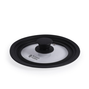 Russell Hobbs RH03281EU7 capac universal din sticla securizata pentru ghivece de 16 cm, 18 cm, 20 cm. Margine din silicon pentru oale si tigai, Capac de schimb cu iesire de abur, Clear - Img 1