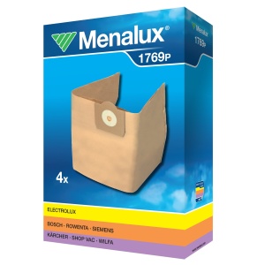 Sac de aspirator Menalux 1769 P, 4 bucati, filtrare 95, alb