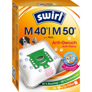 Sac de aspirator Swirl M 40 EcoPor Anti-Geruch, 4 bucati, rezistent, cu filtru de miros
