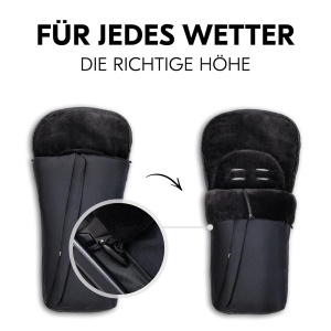 Sac de dormit universal hauck pentru carucioare si biciclete, negru, cu fleece si 2 cai de deschidere - Img 5