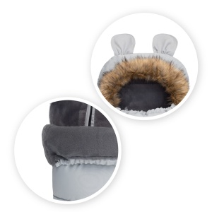 Sac de iarna MoMi 45x95 cm pentru carucior impermeabil cu gluga si captuseala calduroasa Gri - Img 4