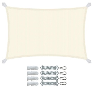 Sacul de Soare VOUNOT Sonnensegel 3x2m, Bej, 100 Poliester, Rezistent la Apa