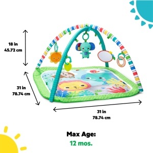 Saltea de activitate pentru bebelusi Bright Starts Wild Wiggles, 5 jucarii incluse, Verde - Img 6