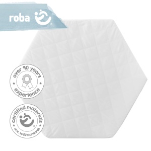 Saltea hexagonala pentru tarc copii Roba 112x97 cm Husa detasabila Alb matlasat - Img 10