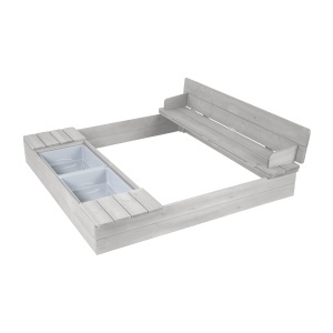 Sandkasten Roba Outdoor cu Acoperire, 2 Wanne de Joaca, Lemn Rezistent la Vreme - Img 2