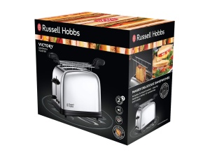 Sandwich cu prajitor de paine Russell Hobbs [pentru 2 felii, inclusiv clesti pentru sandvisuri/panini] Victory Stainless Steel (fante pentru paine prajita foarte largi, 6 niveluri de rumenire + functie de dezghetare si reincalzire, 1200W) 23310-57 - Img 2
