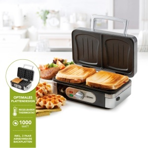 Sandwich Maker DOMO 3-in-1 DO9136C cu Placi Interchangeabile, Antiaderente - Img 2