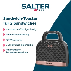 Sandwich Toaster Salter EK3677 750W Antiaderent Compact Design - Img 2