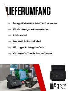 Scanner documente Canon imageFORMULA DR-C340, A4, 40 paginiminut, design compact - Img 7