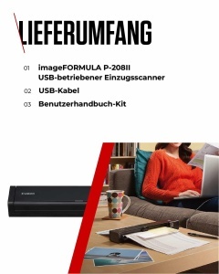 Scanner portabil Canon P-208II Duplex ADF 600dpi 8 paginimin Negru - Img 9